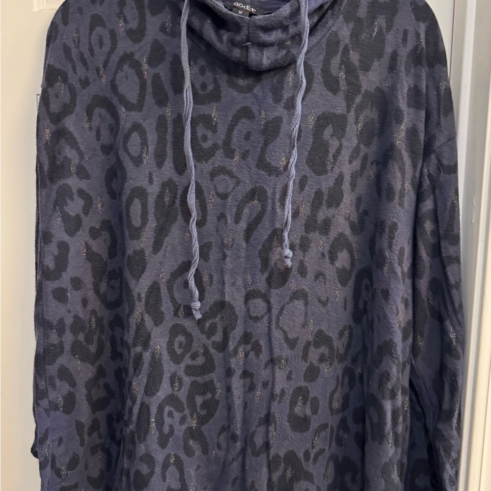 Blue Leopard Print Hoodie